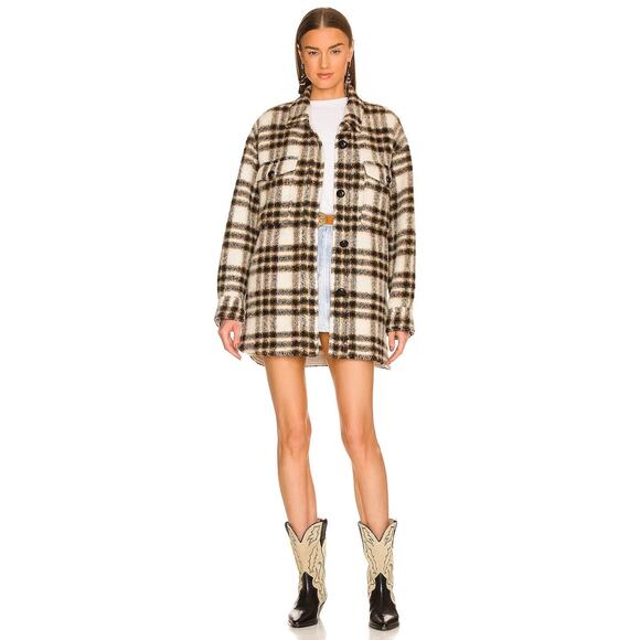 Isabel Marant NWT Women's Plaid Wool Blend Harveli Coat Size 38 - Picture 1 of 11